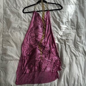 METALLIC PINK CHAIN LINK DRESS